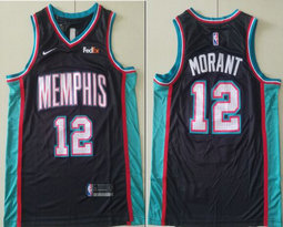 Nike Memphis Grizzlies #12 Ja Morant Navy Blue Game With Advertising Authentic Stitched NBA Jersey