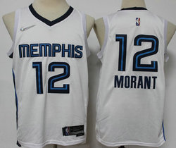 Nike Memphis Grizzlies #12 Ja Morant White 75th anniversary With Advertising Authentic Stitched NBA jersey