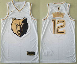 Nike Memphis Grizzlies #12 Ja Morant White Gold Game Authentic Stitched NBA jersey