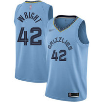 Nike Memphis Grizzlies #42 Lorenzen Wright Lihgt Blue Game Authentic Stitched NBA Jersey