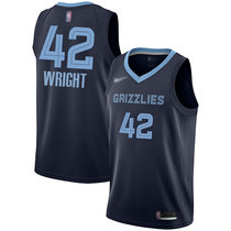 Nike Memphis Grizzlies #42 Lorenzen Wright Navy Blue Game Authentic Stitched NBA Jersey