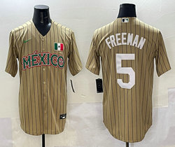 Nike Mexico #5 Freddie Freeman Stripes Joint baseball jersey