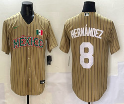 Nike Mexico #8 Enrique Hernández Stripes color name and number Joint baseball jersey