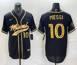 Nike Miami #10 Messi Black Joint Authentic Stitched baseball jersey