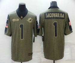 Nike Miami Dolphins #1 Tua Tagovailoa 2021 salute to service Authentic Stitched NFL Jersey