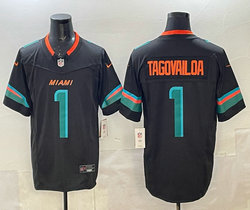 Nike Miami Dolphins #1 Tua Tagovailoa Black Rivalries Authentic Stitched NFL Jersey