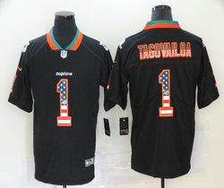 Nike Miami Dolphins #1 Tua Tagovailoa Black USA Flag Fashion Authentic stitched NFL jersey
