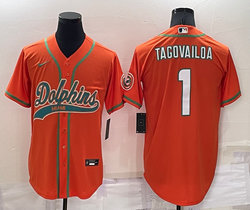 Nike Miami Dolphins #1 Tua Tagovailoa Orange Joint adults Authentic Stitched baseball jersey