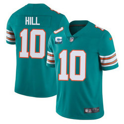 Nike Miami Dolphins #10 Tyreek Hill Aqua With 2-star C Patch Throwback Vapor Untouchable Authentic Stitched NFL Jersey