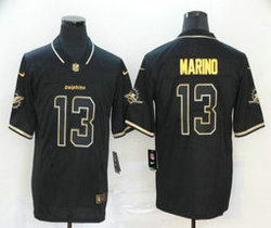 Nike Miami Dolphins #13 Dan Marino Black Gold Authentic Stitched NFL Jersey