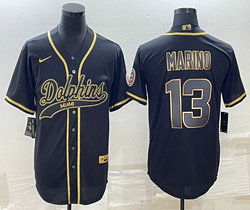 Nike Miami Dolphins #13 Dan Marino Black Gold Joint Authentic Stitched baseball jersey
