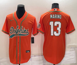 Nike Miami Dolphins #13 Dan Marino Orange Joint adults Authentic Stitched baseball jersey