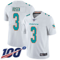 Nike Miami Dolphins #3 Josh Rosen With NFL 100th Season Patch White Vapor Untouchable Limited Authentic Stitched NFL Jersey