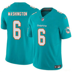 Nike Miami Dolphins #6 Malik Washington Aqua Stitched NFL Jersey