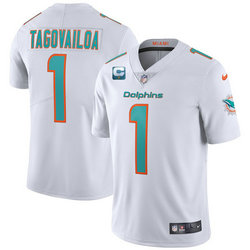 Nike Miami Dolphins 2022 #1 Tua Tagovailoa White With 1-star C Patch Vapor Untouchable Authentic Stitched NFL Jersey