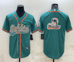 Nike Miami Dolphins Blank Orange Joint Adults Green Big Logo Authentic Stitched baseball jersey