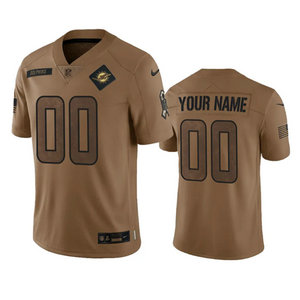Nike Miami Dolphins Custom 2023 Brown Salute To Service Authentic Stitched NFL Jersey
