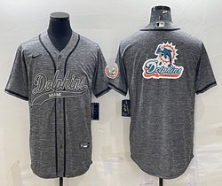 Nike Miami Dolphins Hemp grey Joint Big Logo Authentic Stitched baseball jersey