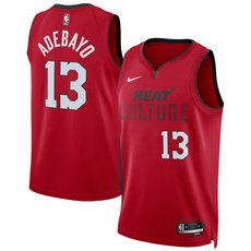 Nike Miami Heat #13 Bam Adebayo Red 2024-25 City Stitched NBA Jersey