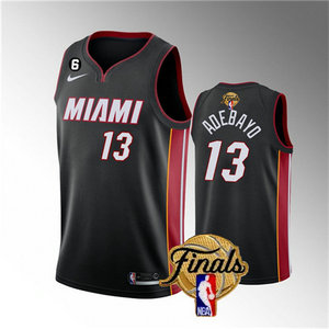 Nike Miami Heat #13 Edrice Adebayo Black 2023 Finals 6 patch With Advertising Authentic Stitched NBA Jersey