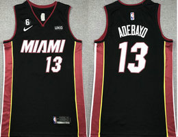 Nike Miami Heat #13 Edrice Adebayo Black 6 patch With Advertising Authentic Stitched NBA Jersey