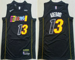 Nike Miami Heat #13 Edrice Adebayo Black City 75th anniversary With Advertising Authentic Stitched NBA Jersey