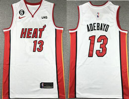 Nike Miami Heat #13 Edrice Adebayo White 6 patch With Advertising Authentic Stitched NBA Jersey
