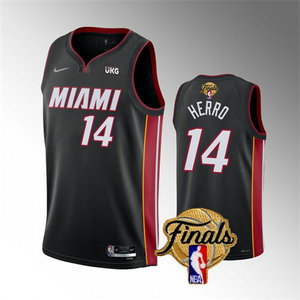 Nike Miami Heat #14 Tyler Herro Black 2023 Finals 6 patch With Advertising Authentic Stitched NBA Jersey