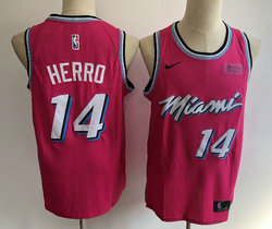 Nike Miami Heat #14 Tyler Herro pink Game Playoffs Earned Edition With Advertising Authentic Stitched NBA jersey