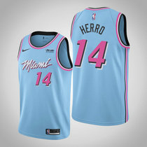 Nike Miami Heat #14 Tyler Herro Light Blue Game With Advertising Authentic Stitched NBA jersey