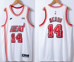 Nike Miami Heat #14 Tyler Herro Throwback White 22-23 With Advertising Authentic Stitched NBA Jersey