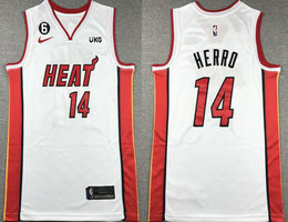 Nike Miami Heat #14 Tyler Herro White 6 patch With Advertising Authentic Stitched NBA Jersey