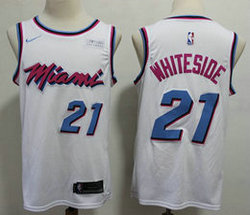 Nike Miami Heat #21 Hassan Whiteside White Game City With Advertising Authentic Stitched NBA jersey
