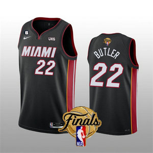 Nike Miami Heat #22 Jimmy Butler Black 2023 Finals 6 patch With Advertising Authentic Stitched NBA Jersey