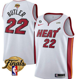 Nike Miami Heat #22 Jimmy Butler White 2023 Finals 6 patch With Advertising Authentic Stitched NBA Jersey