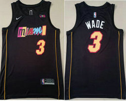 Nike Miami Heat #3 Dwyane Wade Black City 75th anniversary With Advertising Authentic Stitched NBA Jersey