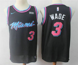Nike Miami Heat #3 Dwyane Wade Black Game City With Advertising Authentic Stitched NBA jersey