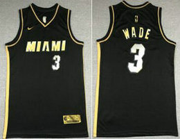 Nike Miami Heat #3 Dwyane Wade Black Gold 2020-21 Authentic Stitched NBA Jersey