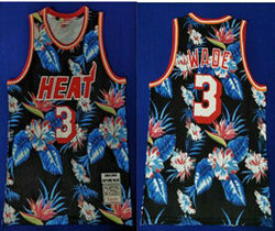 Nike Miami Heat #3 Dwyane Wade Floral Fashion 2003-04 Throwback Authentic Stitched NBA jersey