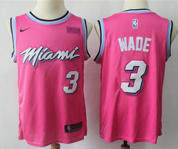 Nike Miami Heat #3 Dwyane Wade Pink With Advertising Playoffs Earned Edition Authentic Stitched NBA Jersey