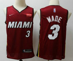 Nike Miami Heat #3 Dwyane Wade Red Game With Advertising Authentic Stitched NBA jersey