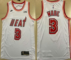 Nike Miami Heat #3 Dwyane Wade Throwback White 22-23 With Advertising Authentic Stitched NBA Jersey