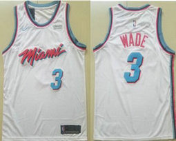 Nike Miami Heat #3 Dwyane Wade White Game City With Advertising Authentic Stitched NBA jersey