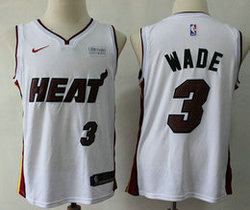 Nike Miami Heat #3 Dwyane Wade White Game With Advertising Authentic Stitched NBA jersey