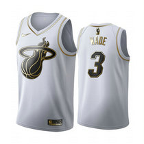 Nike Miami Heat #3 Dwyane Wade White Gold Game Authentic Stitched NBA jersey
