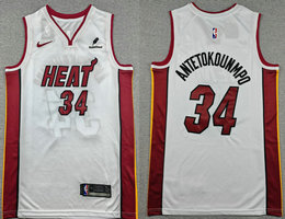 Nike Miami Heat #34 Giannis Antetokounmpo White With Advertising Authentic Stitched NBA Jersey