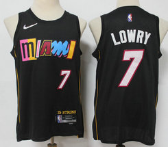 Nike Miami Heat #7 Kyle Lowry Black City 75th anniversary Authentic Stitched NBA Jersey