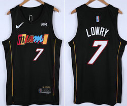 Nike Miami Heat #7 Kyle Lowry Black City 75th anniversary With Advertising Authentic Stitched NBA Jersey
