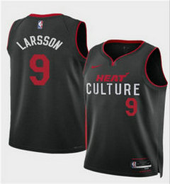 Nike Miami Heat #9 Pelle Larsson Black 2024-25 City Stitched NBA Jersey