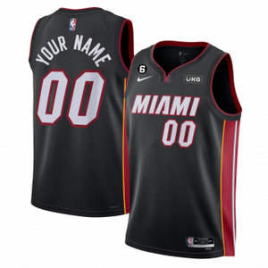 Nike Miami Heat Customized Black 6 patch With Advertising Authentic Stitched NBA Jersey